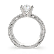Sabrina Oval Cut Solitaire Hand Engraved Milgrain Engagement Ring Setting - Nivetta